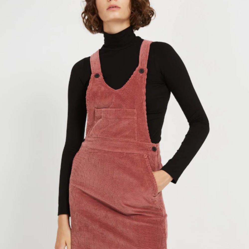 Frank & Oak Pink Pinafore Corduroy Mini Dress